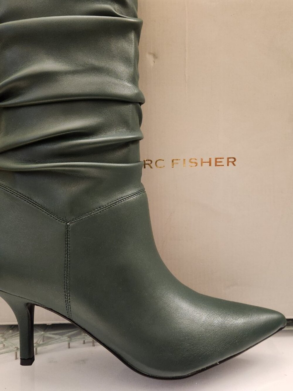 Marc Fisher "Manya2" Medium Green Heeled Boots. NIB. Size 7